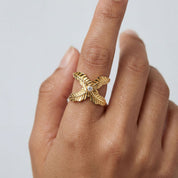 Alokki Boho Dream Criss Cross Feather Ring