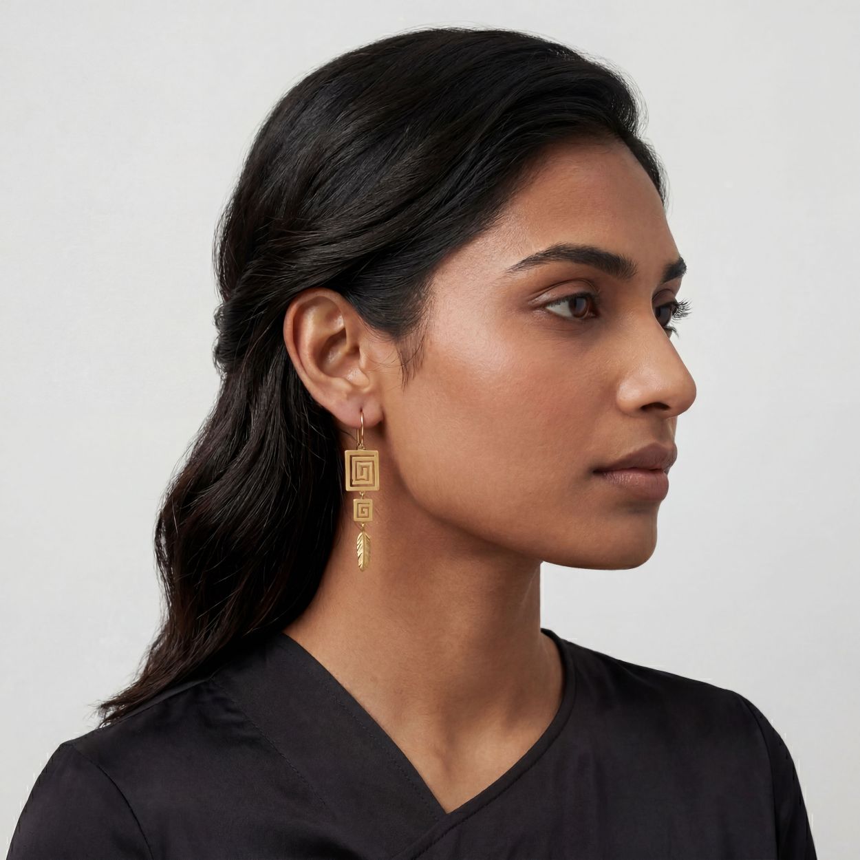 Alokki Boho Dream Square Spiral Hook Earrings