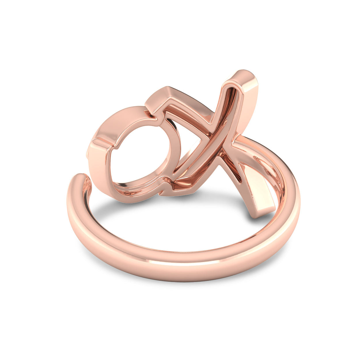 XO Ring with rose gold plated