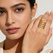 Romantic Floral Spiral Ring - Gold Plated