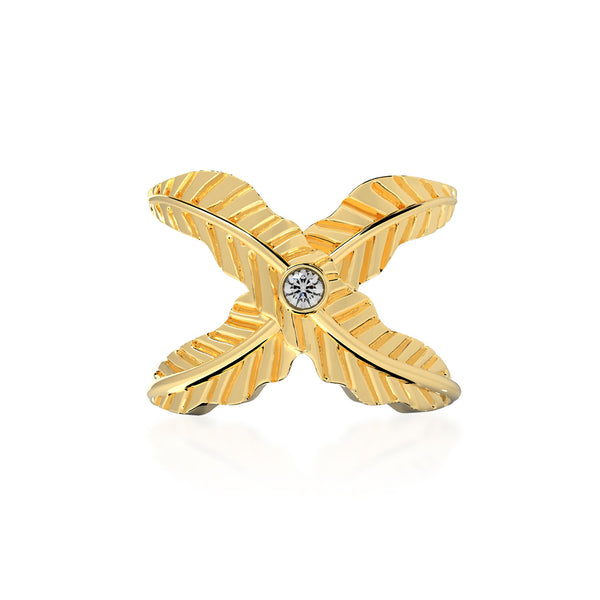 Boho Dream Criss Cross Feather Ring- Gold Plated