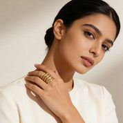 Romantic Floral Spiral Ring - Gold Plated