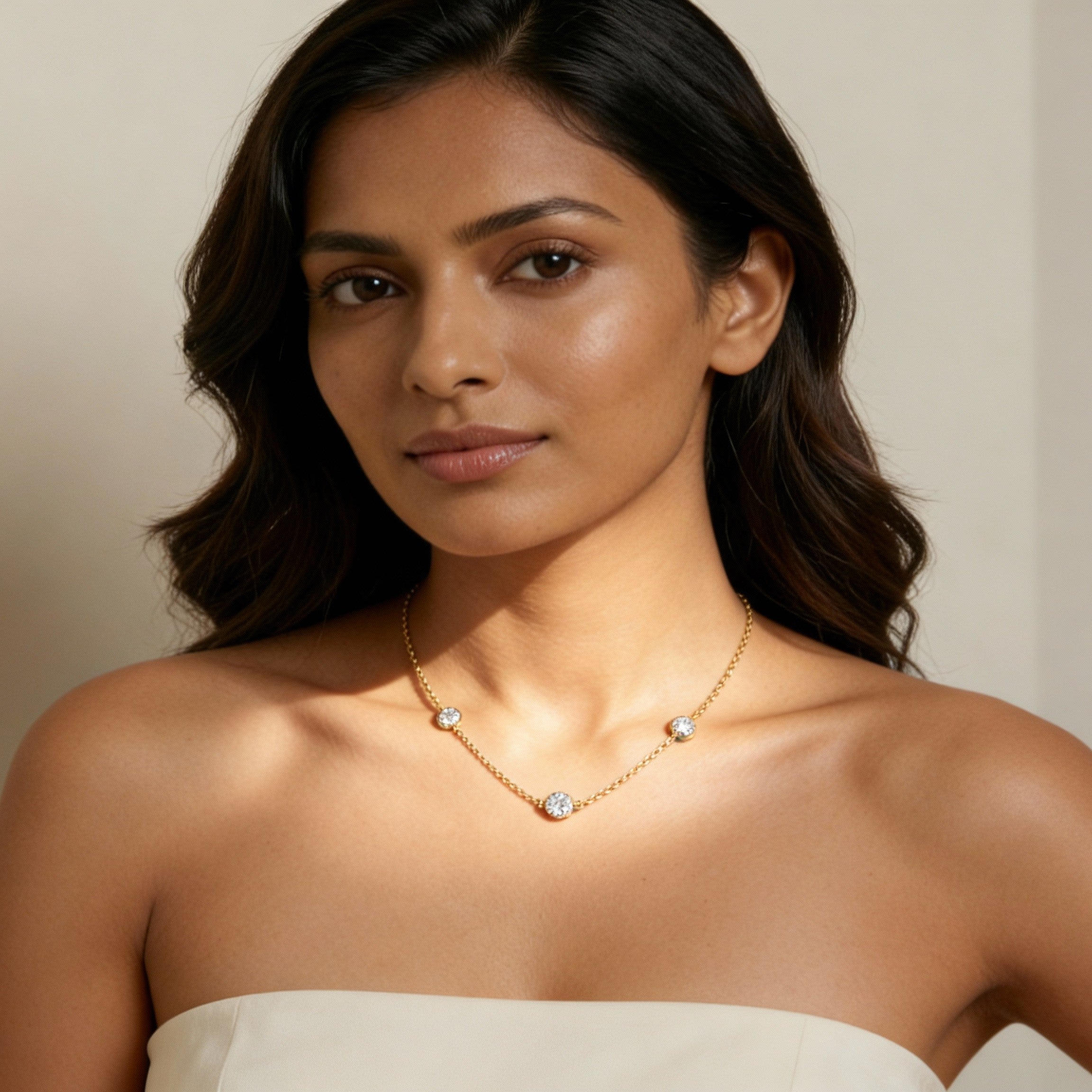 CZ Yard Necklace-Gold Plated