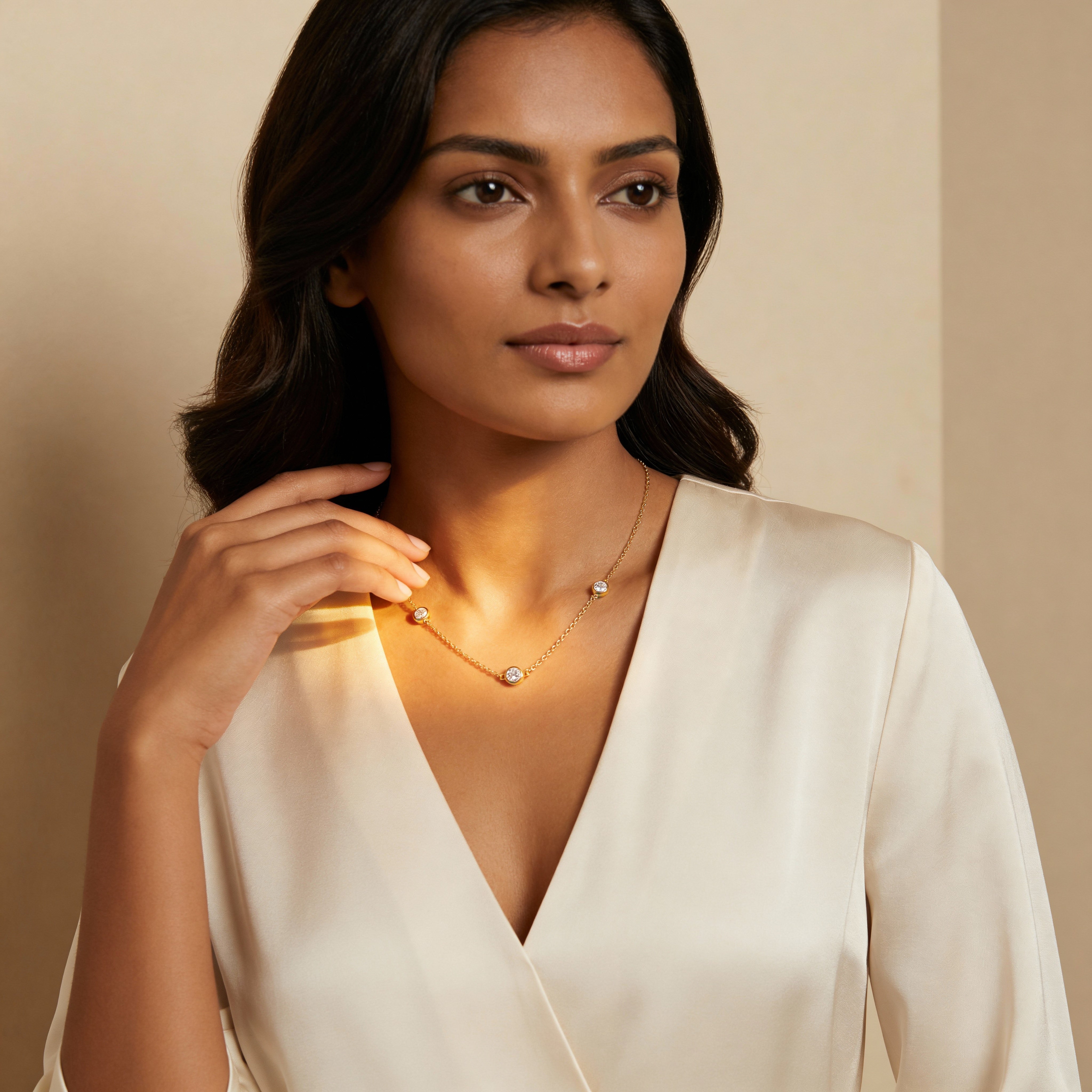 CZ Yard Necklace-Gold Plated