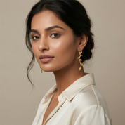 Alokki Romantic Floral Olive Leaf Vine Drop Earrings