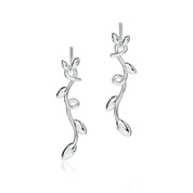 Alokki Romantic Floral Olive Leaf Vine Drop Earrings