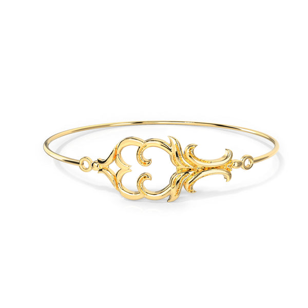 Romantic Floral Nouveau Art Bracelet - Gold Plated