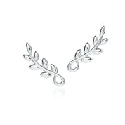 Romantic Floral Olive Leaf Climber Earrings
