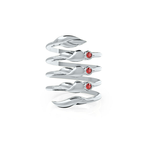 Romantic Floral Spiral Ring - Silver Plated