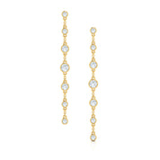 CZ Yard Dangler  Earrings- Gold Plated