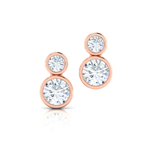 CZ Yard Stud  Earrings- Rose Gold Plated
